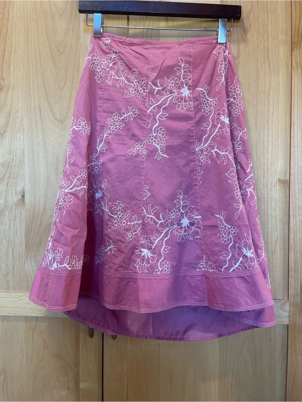 Axcess Pink A-Line Skirt with White Floral Embroidery